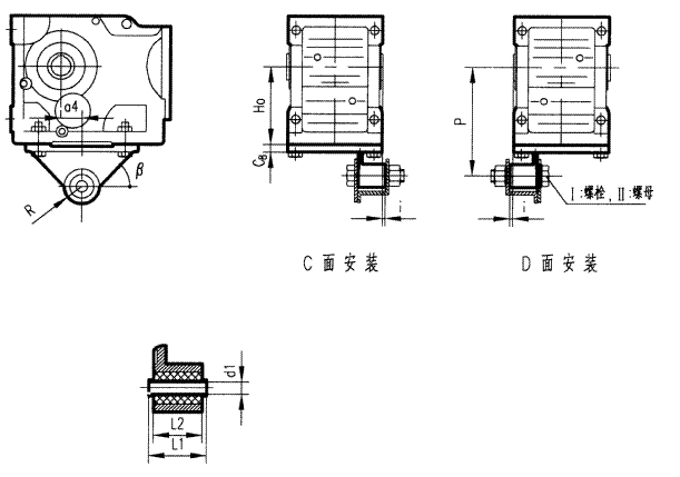 GK127-157型斜齒輪弧齒錐齒輪減速電機(jī)安裝結(jié)構(gòu)圖尺寸