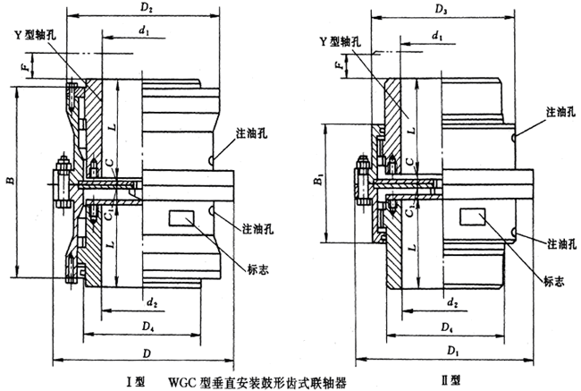 WGC型垂直安裝鼓形齒式聯(lián)軸器外形及安裝尺寸(JB/T7002-93)